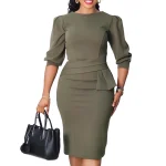 New Arrival Ladies Church Vestido Solid Color Office Vestidos Elegantes Para Mujer Women Dresses Plus Size Formal Clothing Dress