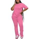 2025 Summer Clothes for Solid Top and Pant Women's Sets Two Piece Track Suit Women