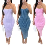 New Arrival Lady Bodycon Club Dresses Trendy Strapless Sequin Night Vestido Sexy Party Dress for Women