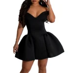 Fashion Summer Mini Dress for Women Sexy Off-Shoulder Solid Color A-Line Club Dress Chic Casual Short Vestido