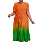 Plus Size  Gradient Contrast Formal Party Comfortable Pleated Dresses for Womens Clothing
