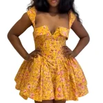 2025 Latest Design Trendy Summer High Quality Women Sexy Dresses Casual Bow Strap A-line Floral Dresses for Lady