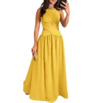Women's Summer Casual Sleeveless Maxi Dress 2025 Elegant Backless High Waist Holidays Long Dress for Lady