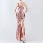 New Fashion High Quality Formal Party Women Dresses Sexy Sequin Luxury Evening Dresses Elegant  Gown for Bride