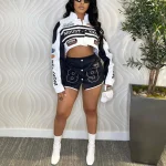 2025 Hot Seller   Fashion Clothes Retro Jacket Print Reversible Baseball Uniform Women Sets