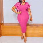 New Fashion Mother of the Bride Dresses Midi Length Formal Party Bodycon Dresses Women Lady Elegant Plus Size Church Dress