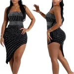 High Quality Ladies Formal Party Wedding Guest Dress Luxury Sleeveless Rhinestone Dress Sexy Evening Vestidos Para Mujer
