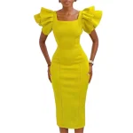 Solid Color Midi Bodycon Formal Party Women Dresses Ladies Fashion Plus Size Elegant Dresses Women for Church