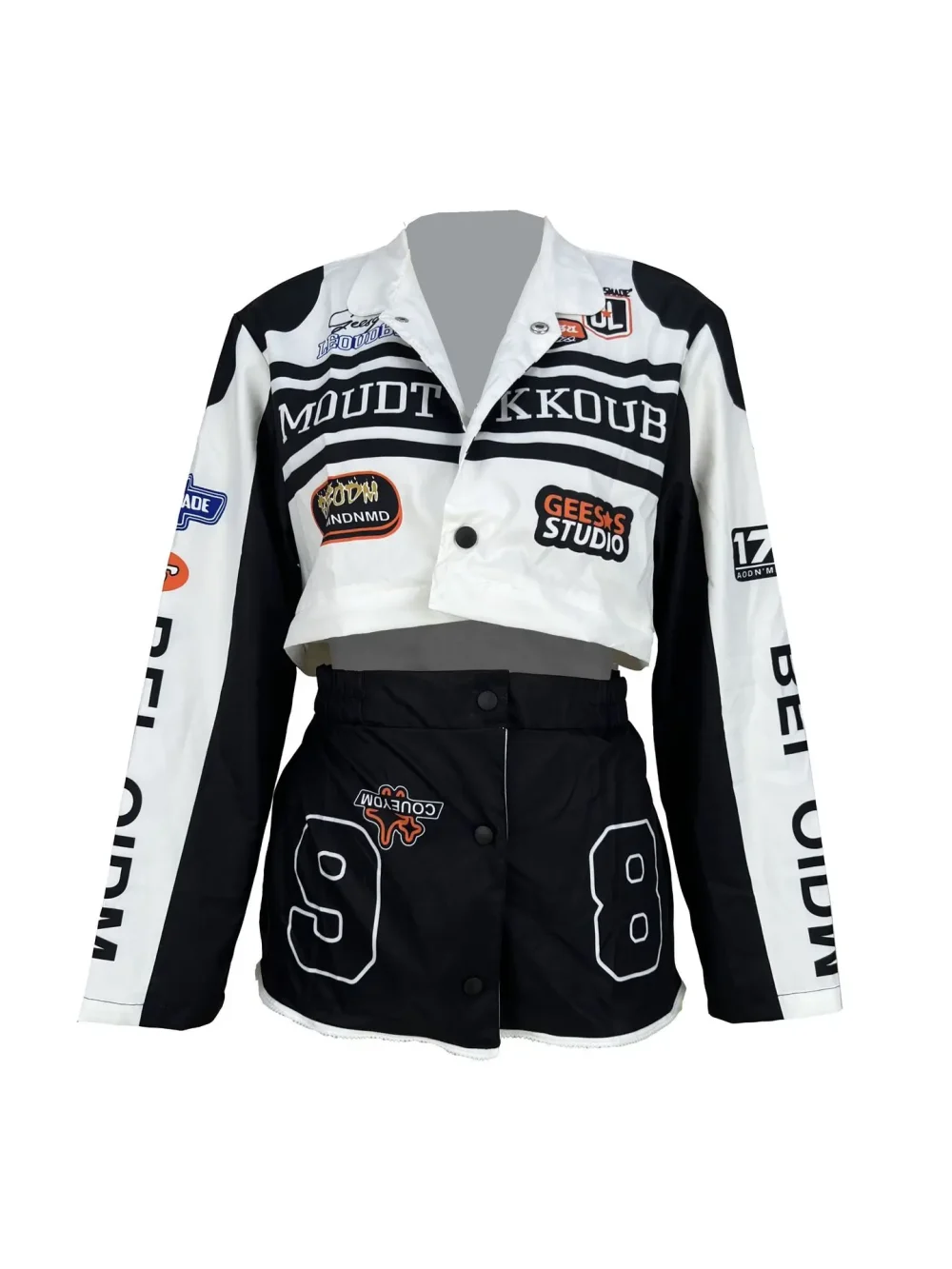 2025 Hot Seller   Fashion Clothes Retro Jacket Print Reversible Baseball Uniform Women Sets - Image 2