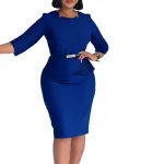 New Arrival African Plus Size Solid Color Formal Office Women Vestidos High Quality Elegant Career Dresses for Lady