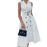 High Quality Fashion Women Dresses Office Ladies Sleeveless High Waist Midi A-line Career Dresses Elegant Casual Dresses