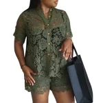 Hot-seller Fashion Lovely Women Clothing Short Sleeve Shirt and Short Two Piece Set