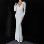 Women Formal Party Elegant Long Sleeve Sequin  Fishtail  Wedding Dress 2025