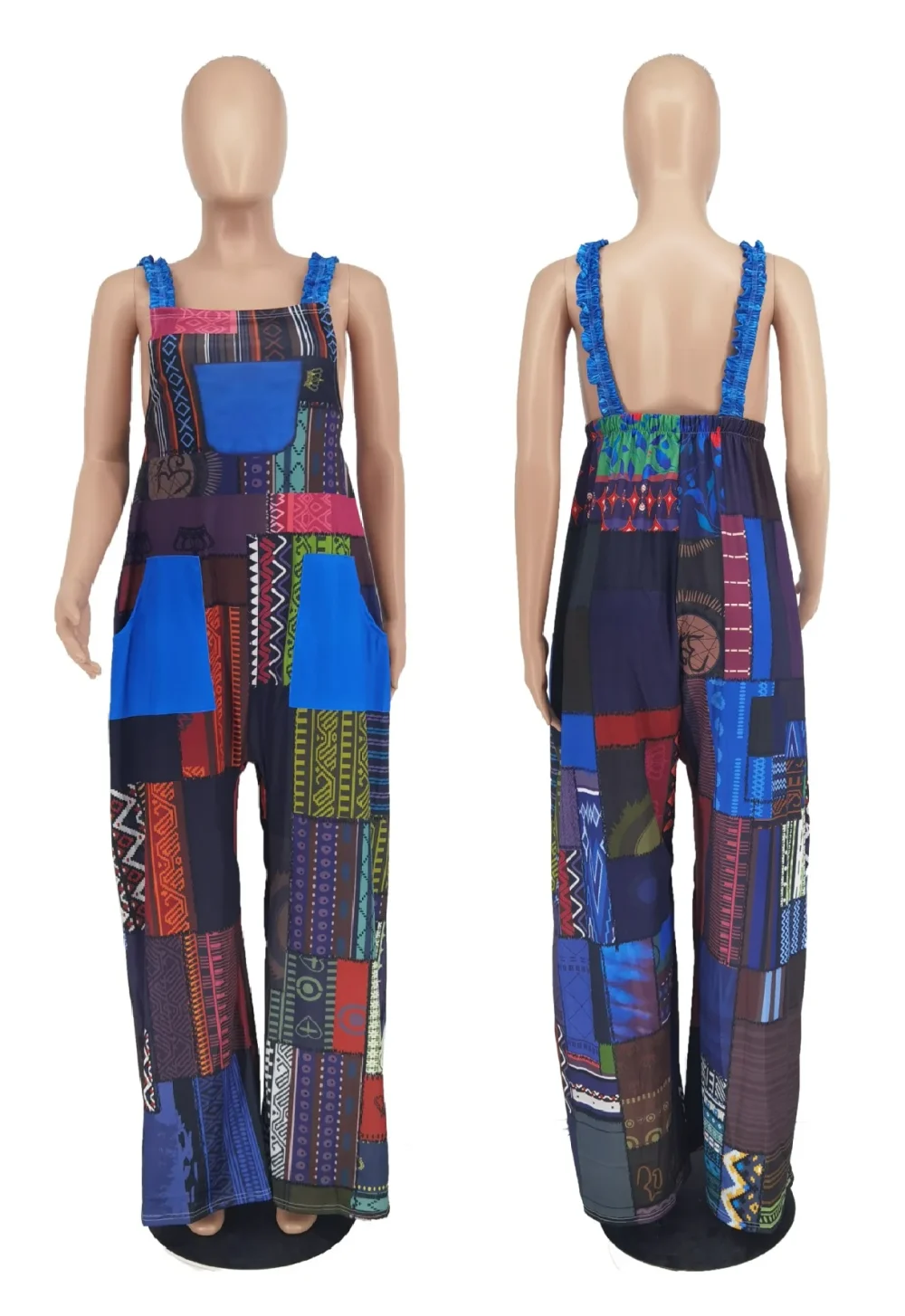 New Arrivals Jumpsuit Woman Boho Printed  Wide Leg Loose Sling Jumpsuit - Image 6