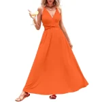 2025 Spring Summer New Arrival Ladies Formal Party Dresses Solid Color Halter Neck Long Dresses Sexy A-line Women Vestido