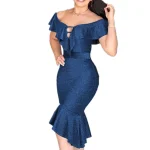 2025 Spring Summer Elegant Plus Size Women Dress Shining Woman Formal Dresses Ruffled Off Shoulder Mermaid Wedding Apparel