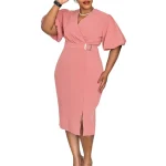 Elegant Solid Career Dresses Formal Evening Gown Wedding Party Mother of the Bride Dresses Midi Plus Size Womens Dresses