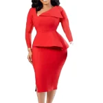 Big Size L XL XXL XXXL African Women Clothing Ladies Decent Peplum Office Dress